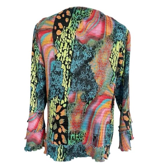 Pleats Collection By Pings Imports Size Large  Top Blouse Colorful Artsy Art - Picture 5 of 7
